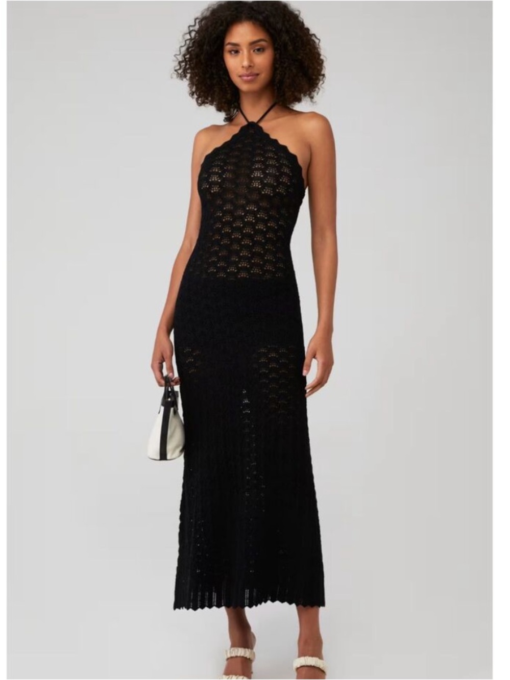 Astr Black Crochet Halter Maxi Dress